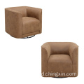 Round Barrel Chairs Putar Glider Dalam Kain Accent Kain Abu-abu